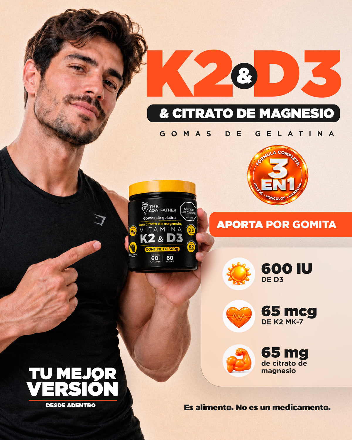 GOMITAS de K2&D3  con CITRATO de MAGNESIO